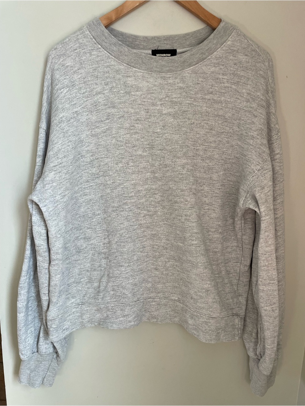 Monrow Blouson Sleeve Crewneck Sweatshirt Heather Grey Medium Casual Comfy Cozy - Picture 2 of 11